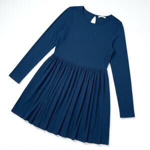 KIMCHI BLUE Soft Stretchy Ribbed Dress Navy Blue Urban Outfitters Womens Large